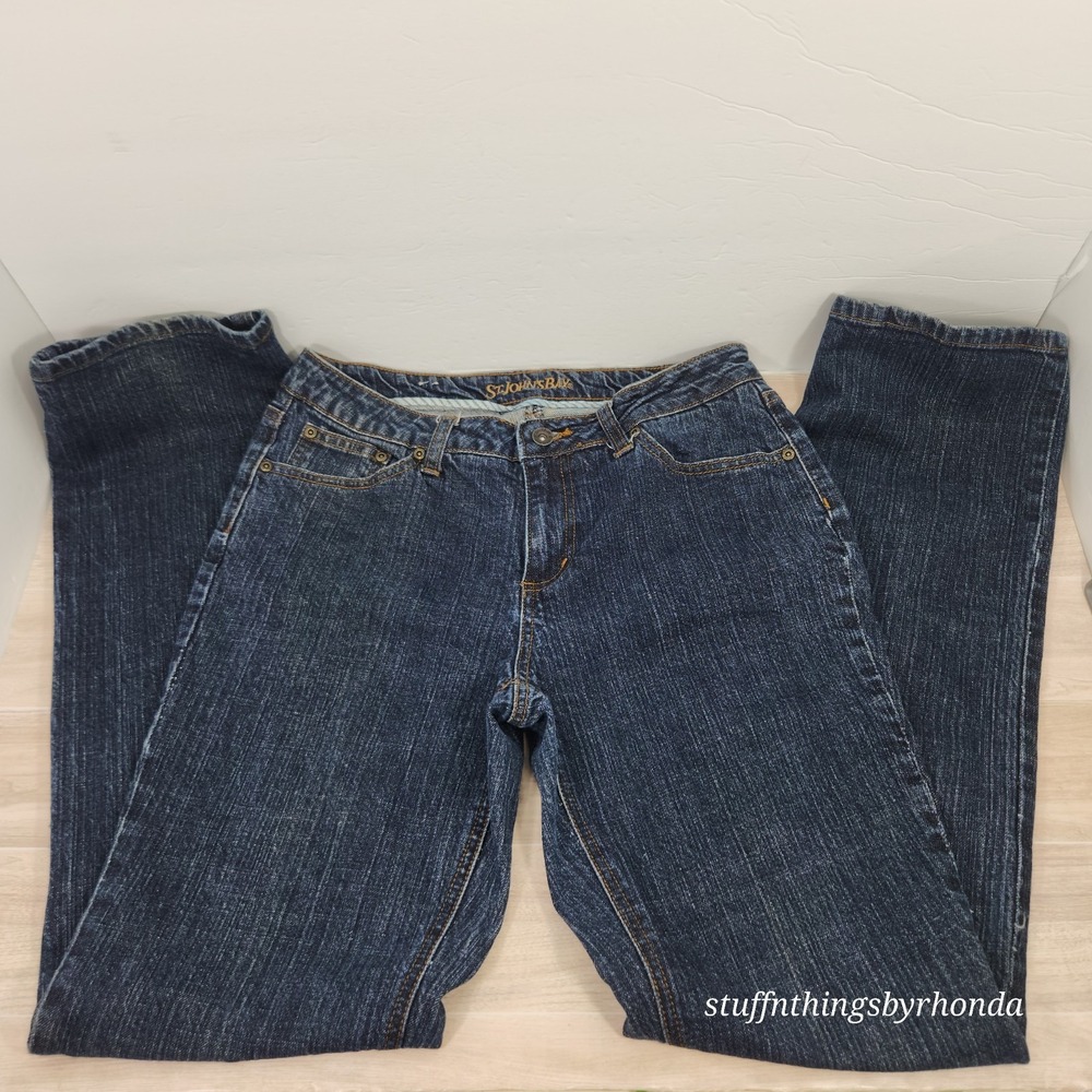 St Johns Bay Straight Leg Jeans Womens Size 12‎ 30x32 Dark 131-29900